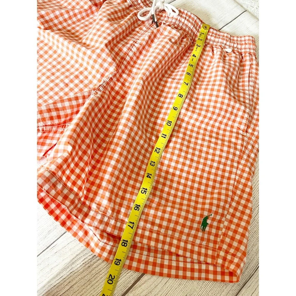 Polo RL orange gingham swim trunks sz XXL